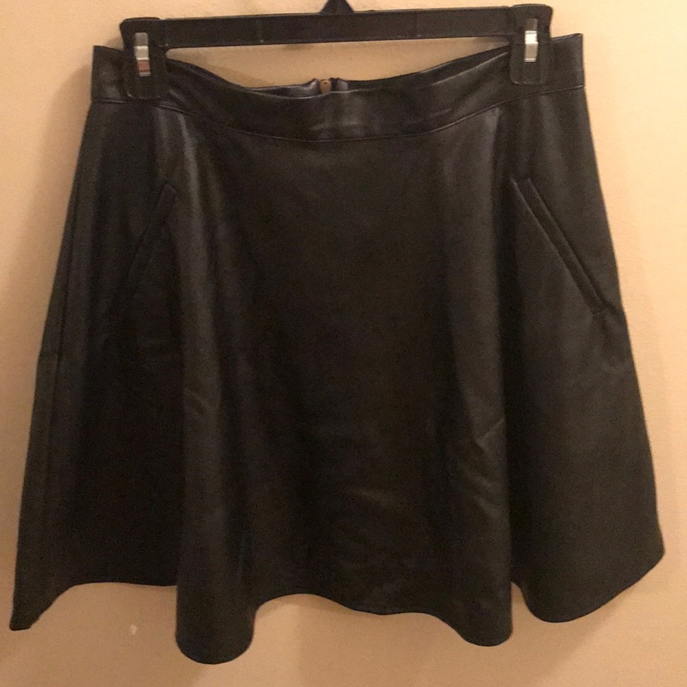 High Waisted Faux Leather Skirt